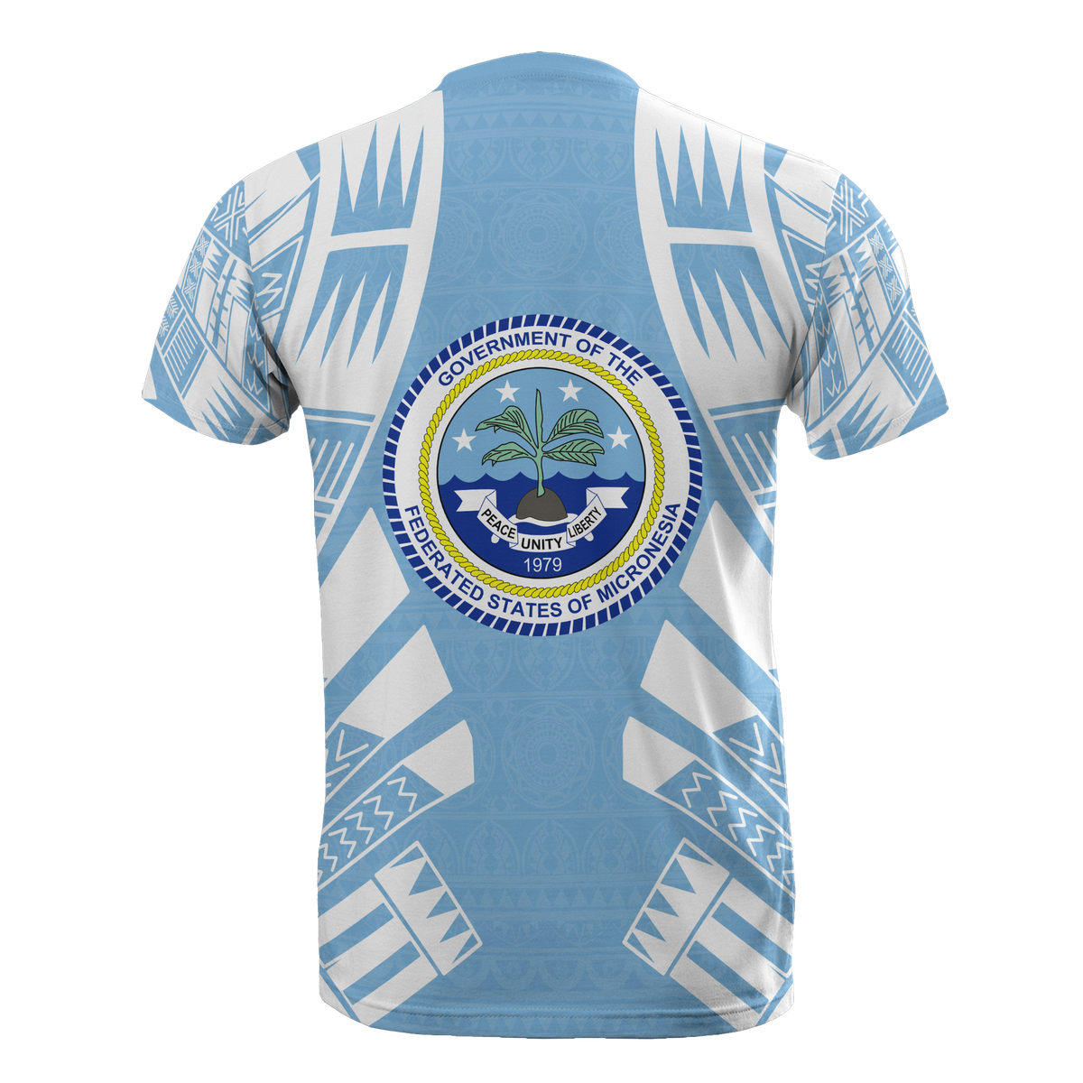 Federated States of Micronesia T Shirt F S M Seal Polynesian Tattoo Light Blue Style - Polynesian Pride