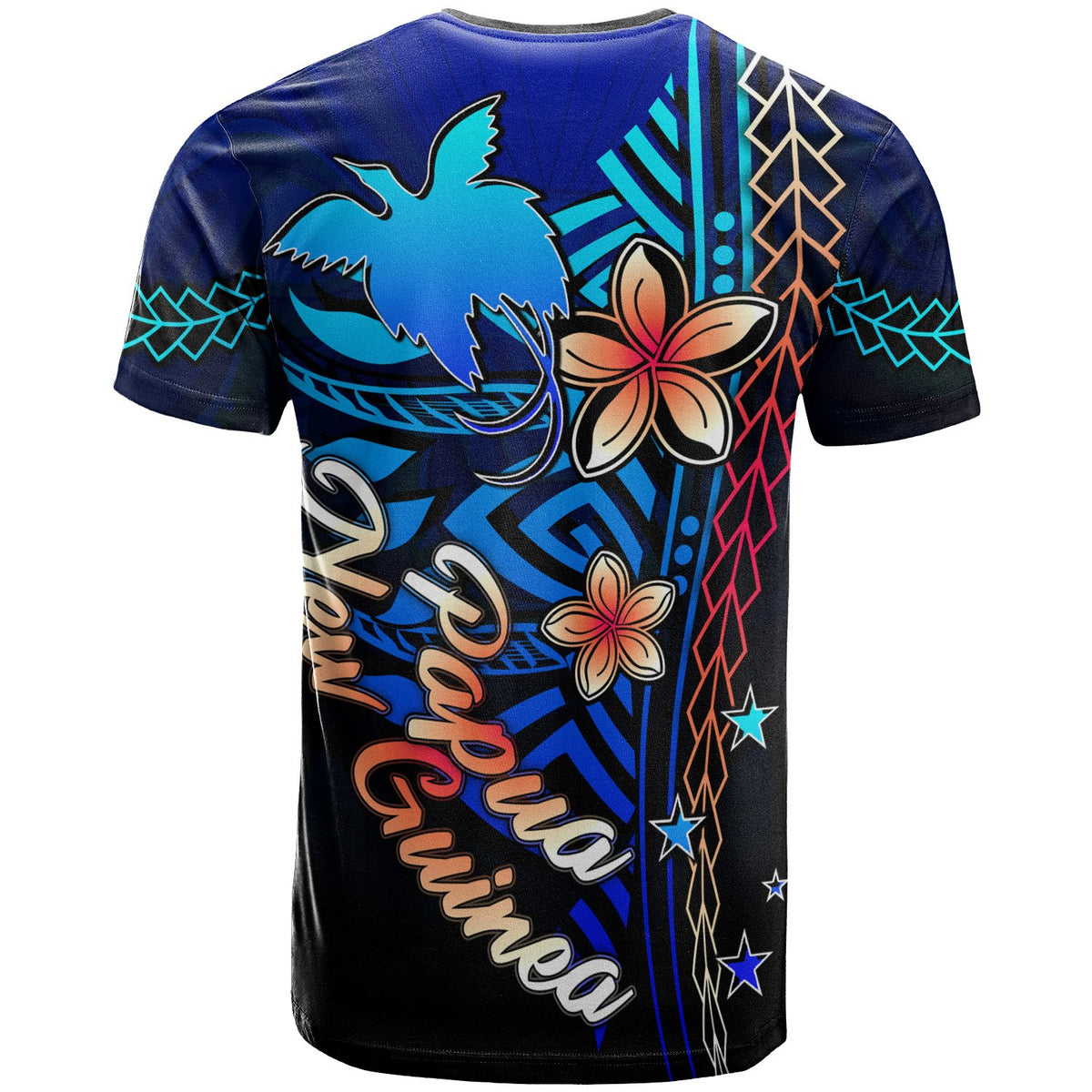 Papua New Guinea Custom T Shirt Blue Vintage Tribal Mountain - Polynesian Pride