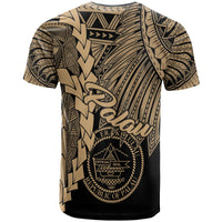 Palau Polynesian Custom T Shirt Tribal Wave Tattoo Gold - Polynesian Pride