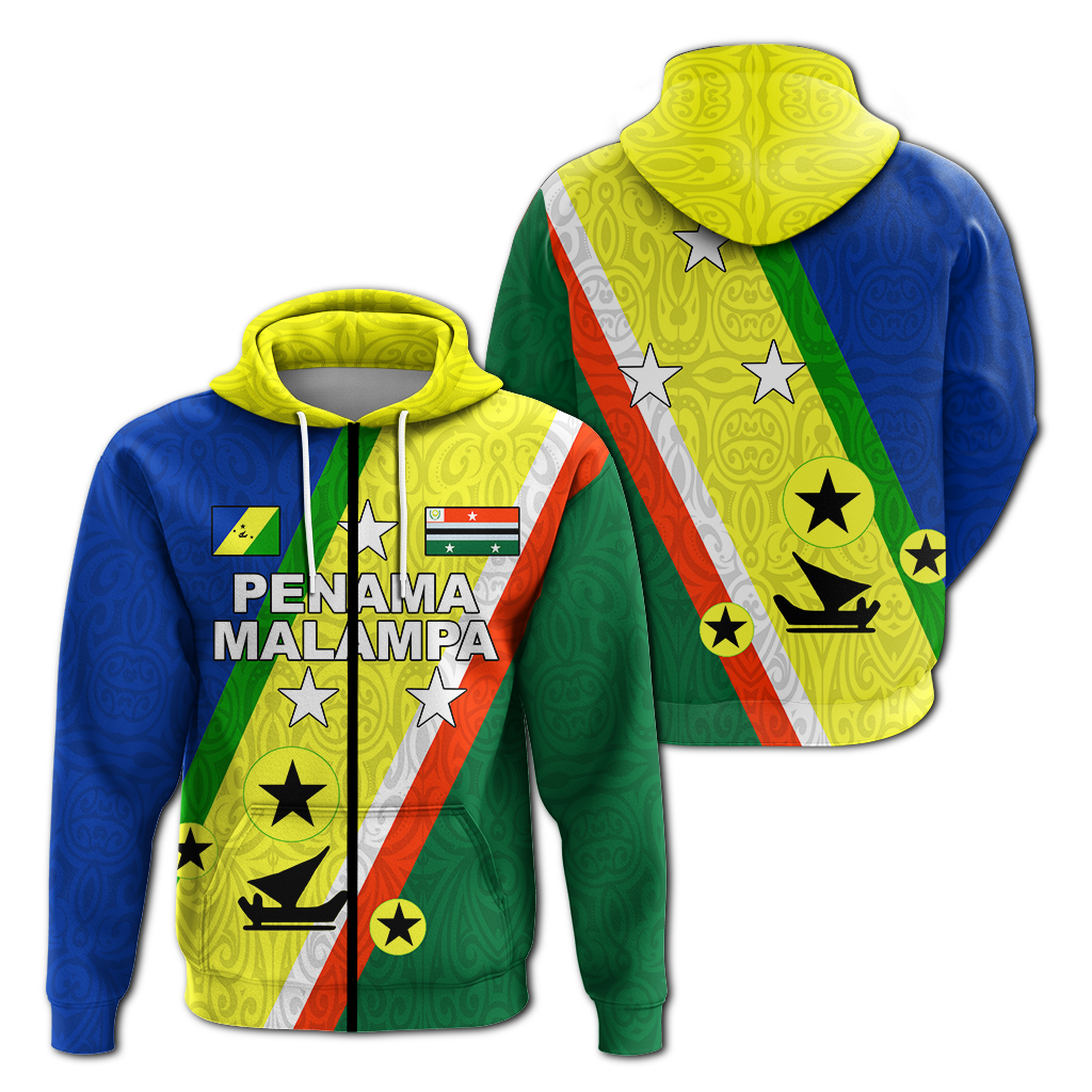 Vanuatu Malampa Penama Combine Hoodie LT12 Zip Hoodie Blue - Polynesian Pride