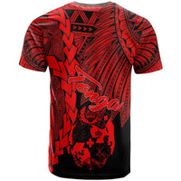 Tonga Polynesian Custom T Shirt Tribal Wave Tattoo Red - Polynesian Pride