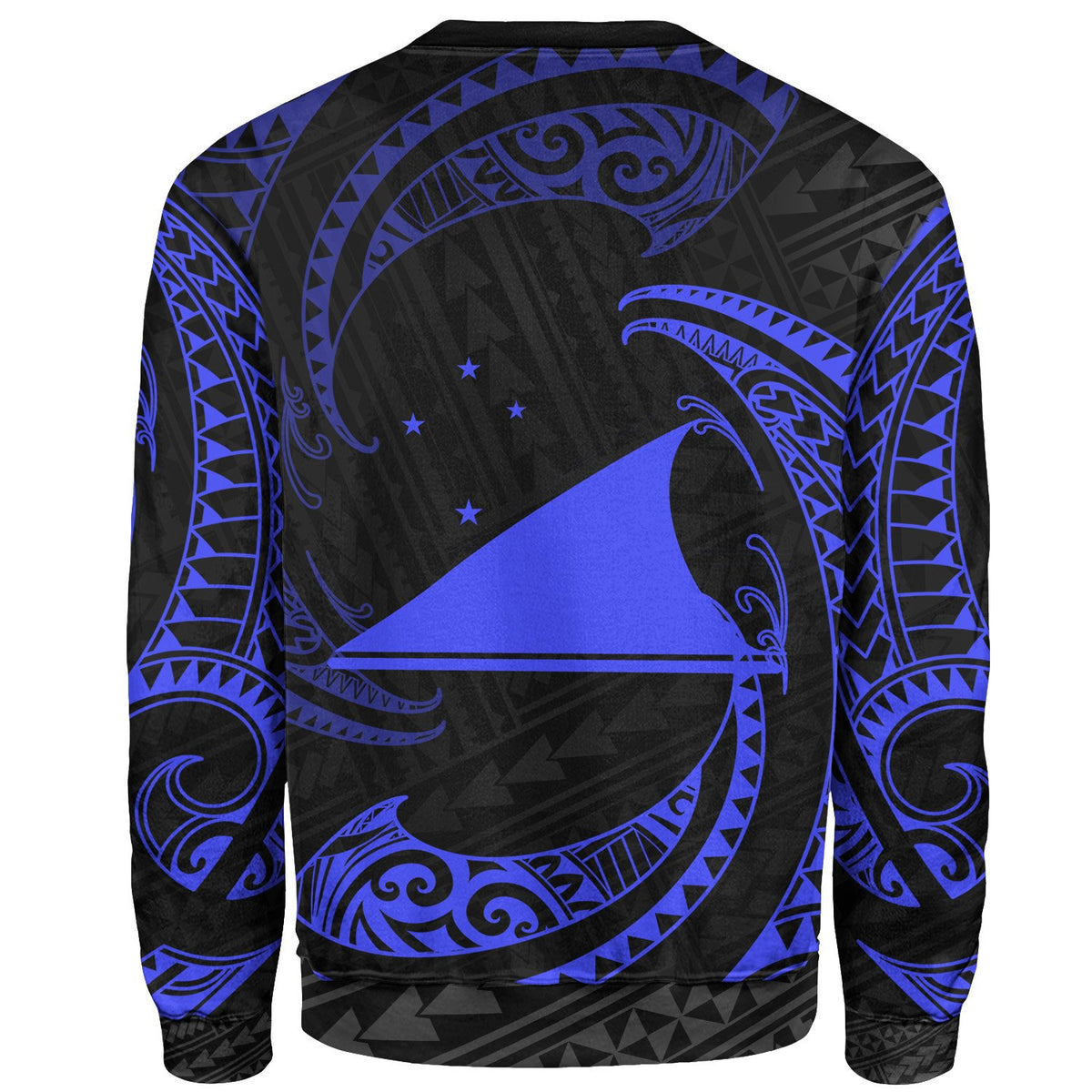 Tokelau Polynesian Custom Personalised Sweater - Blue Tribal Wave - Polynesian Pride