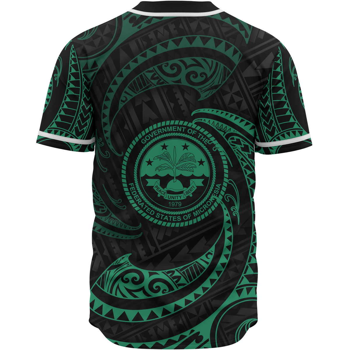 Federated States Of Micronesia Polynesian Baseball Shirt - Green Tribal Wave - Polynesian Pride