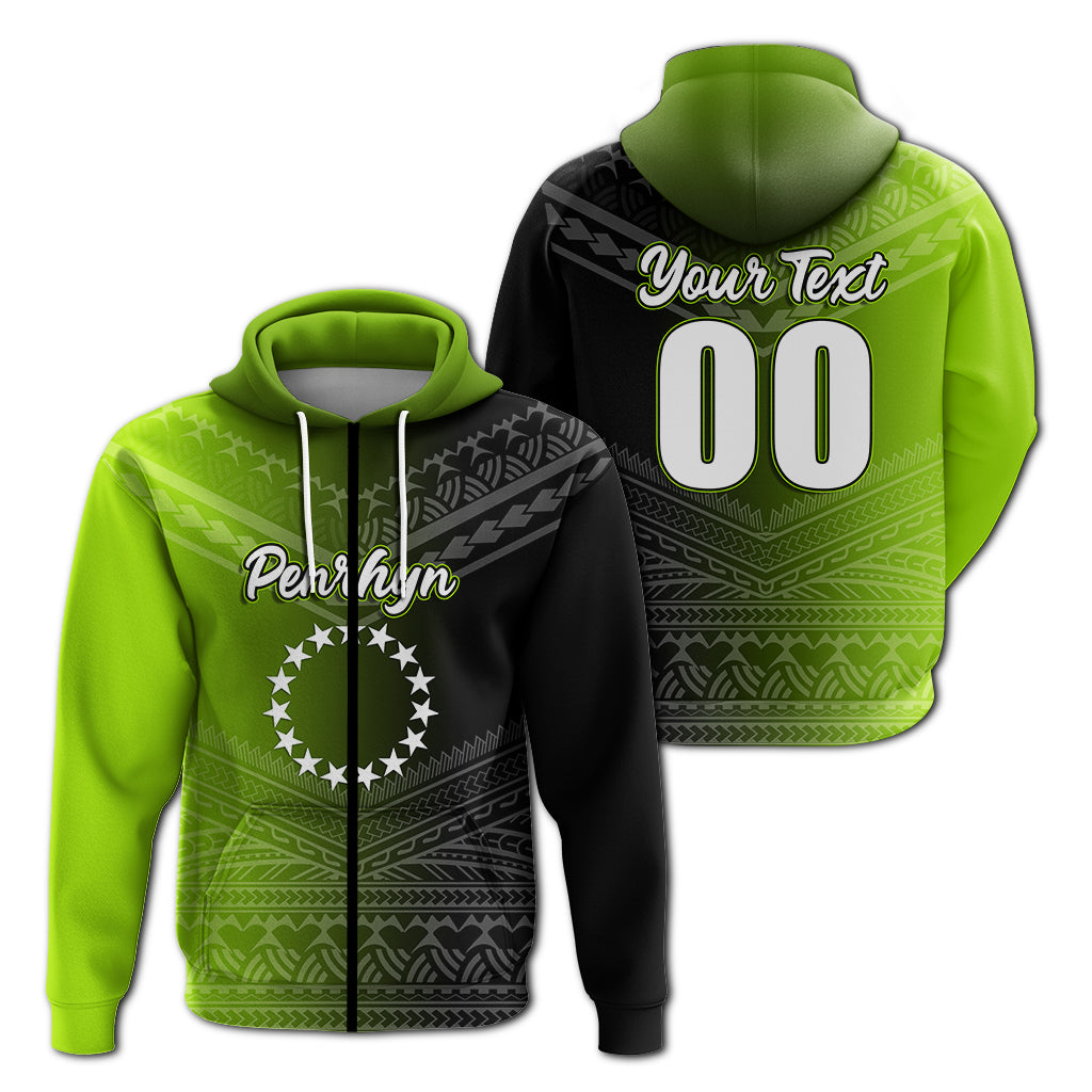 Custom Penrhyn Cook Islands Pride Hoodie LT12 Zip Hoodie Black - Polynesian Pride