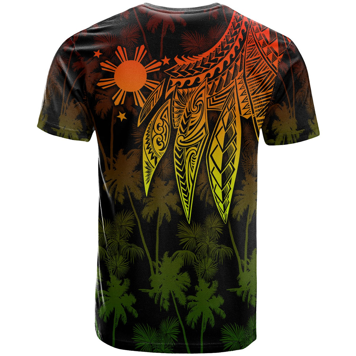 The Philippines Custom T Shirt Polynesian Wings (Reggae) - Polynesian Pride