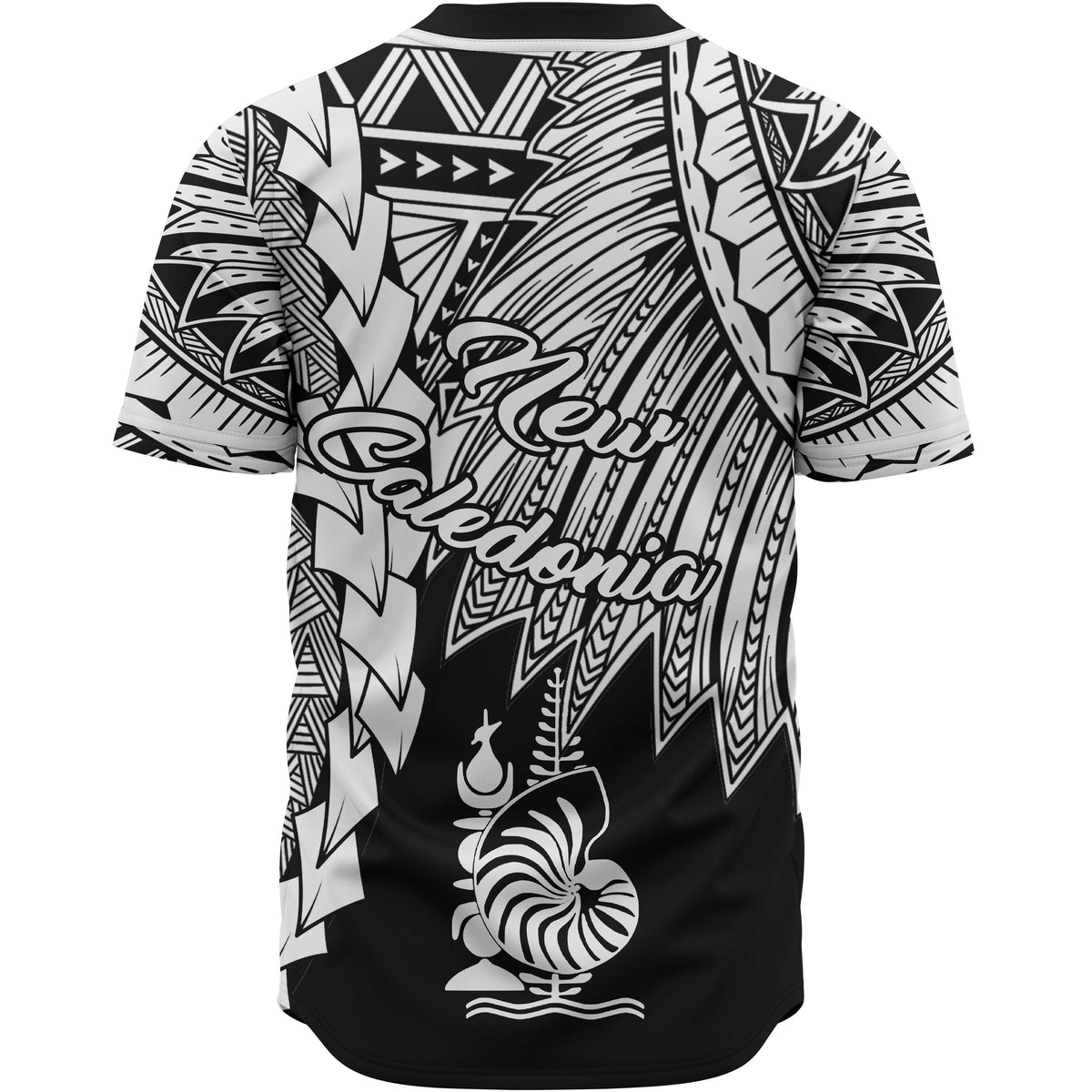 New Caledonia Polynesian Baseball Shirt - Tribal Wave Tattoo White - Polynesian Pride