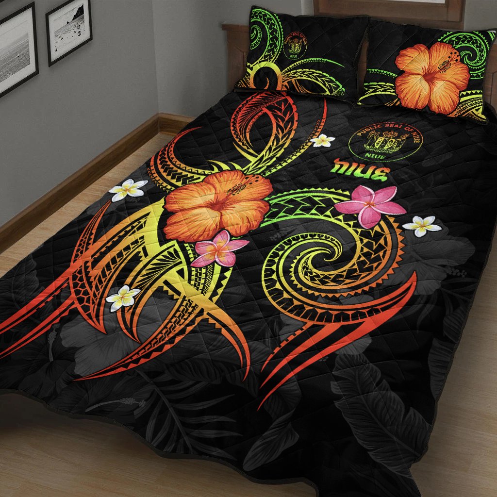 Niue Polynesian Quilt Bed Set - Legend of Niue (Reggae) - Polynesian Pride