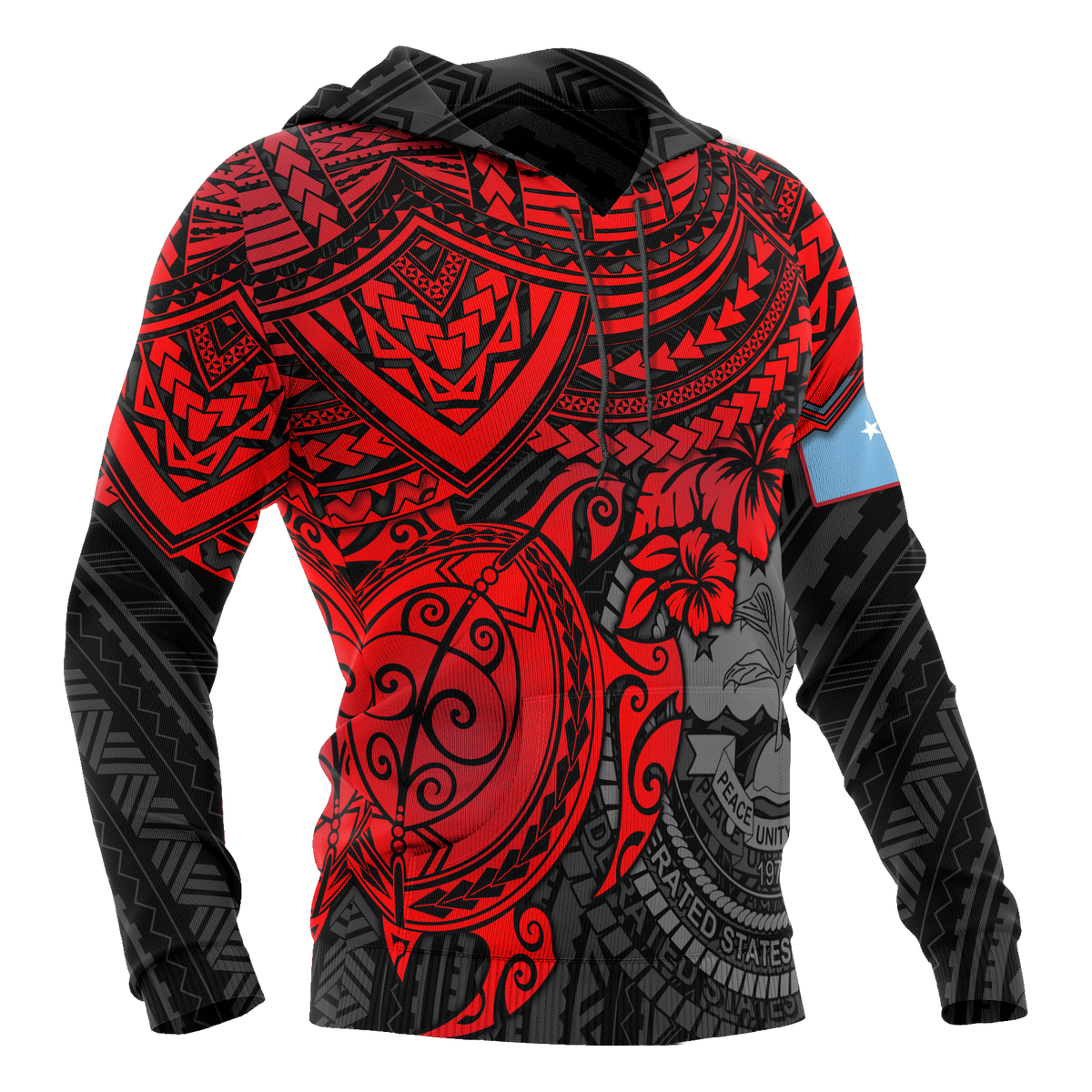 Federated States of Micronesia Hoodie Red Turtle - Polynesian Pride