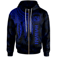 Polynesian Hawaii Zip up Hoodie Polynesian Wings (Blue) Unisex Blue - Polynesian Pride