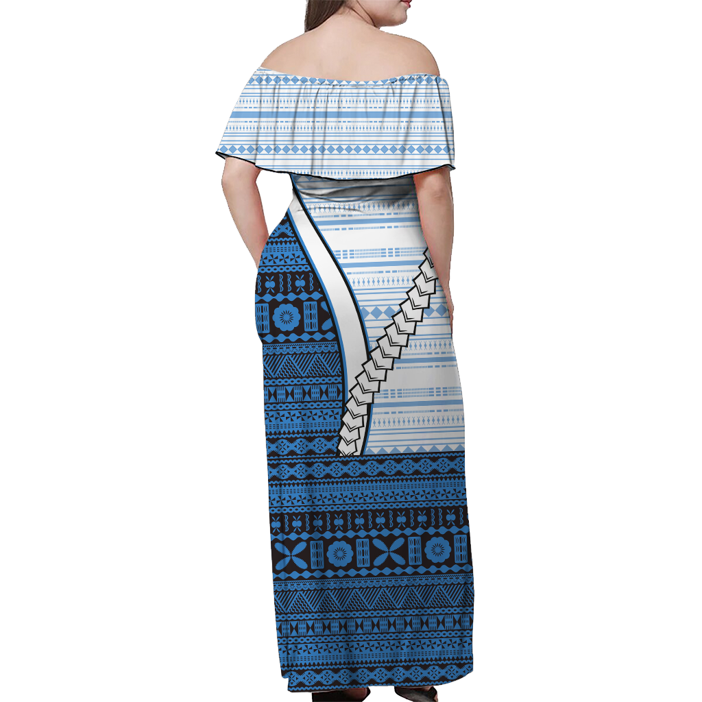 Fiji Tapa Tribal Women Off Shoulder Long Dress - LT12 - Polynesian Pride