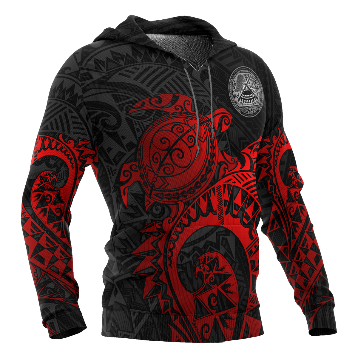 American Samoa Hoodie Polynesian Turtle (Full Red) - Polynesian Pride
