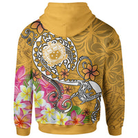Samoa Custom Hoodie Turtle Plumeria (Gold) - Polynesian Pride