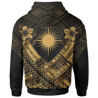 Marshall Islands Polynesian Zip up Hoodie Marshall Islands Gold Flag Camisole Hibiscus Style - Polynesian Pride