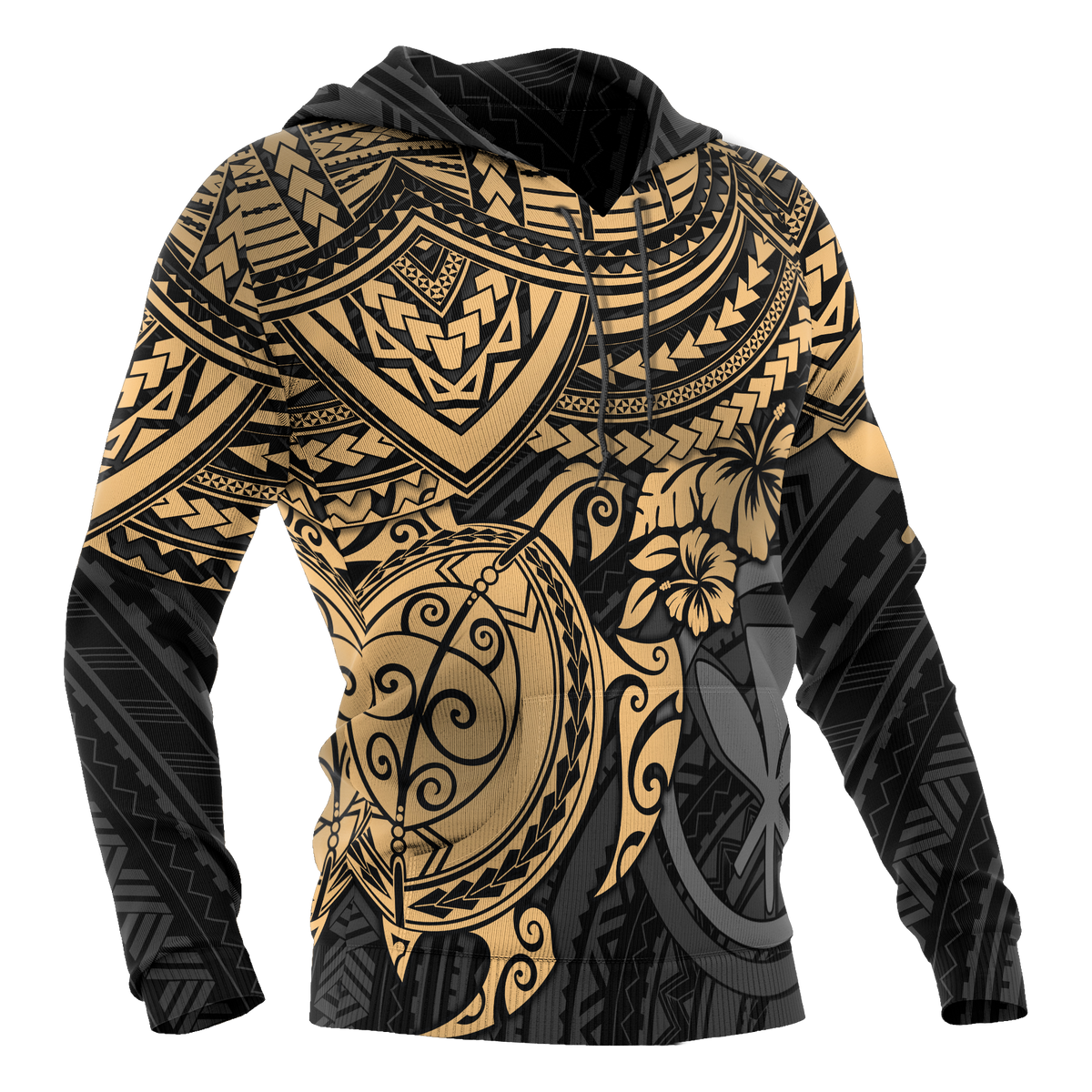 Polynesian Hawaii Hoodie Gold Turtle - Polynesian Pride