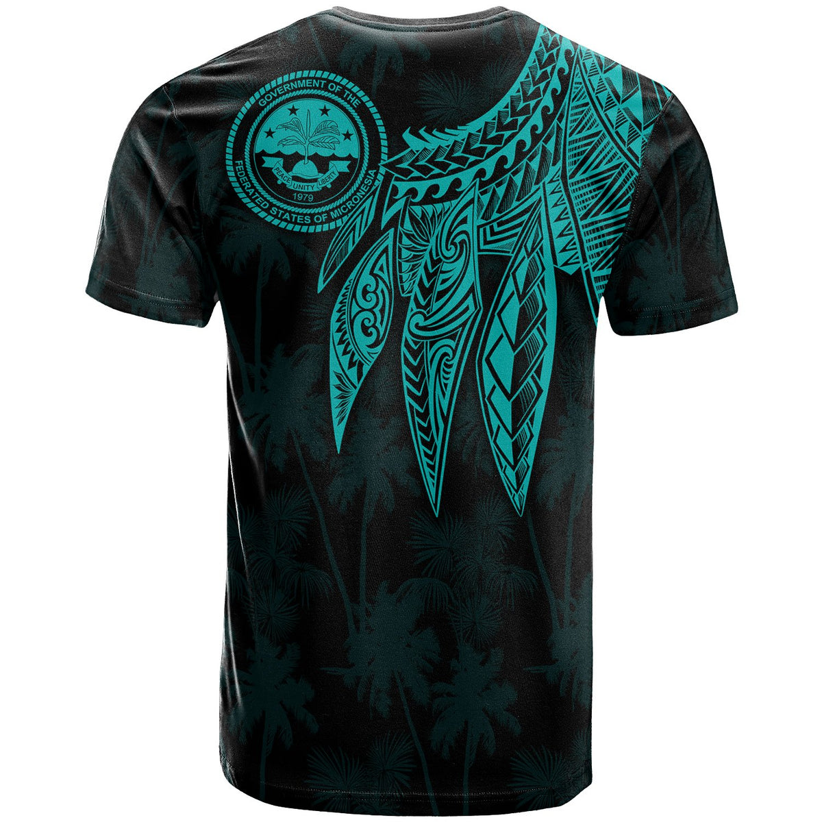 Federated States of Micronesia T Shirt Polynesian Wings (Turquoise) - Polynesian Pride