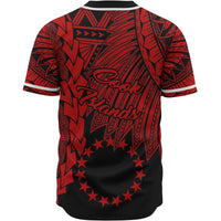 Cook Islands Polynesian Custom Personalised Baseball Shirt - Tribal Wave Tattoo Red - Polynesian Pride