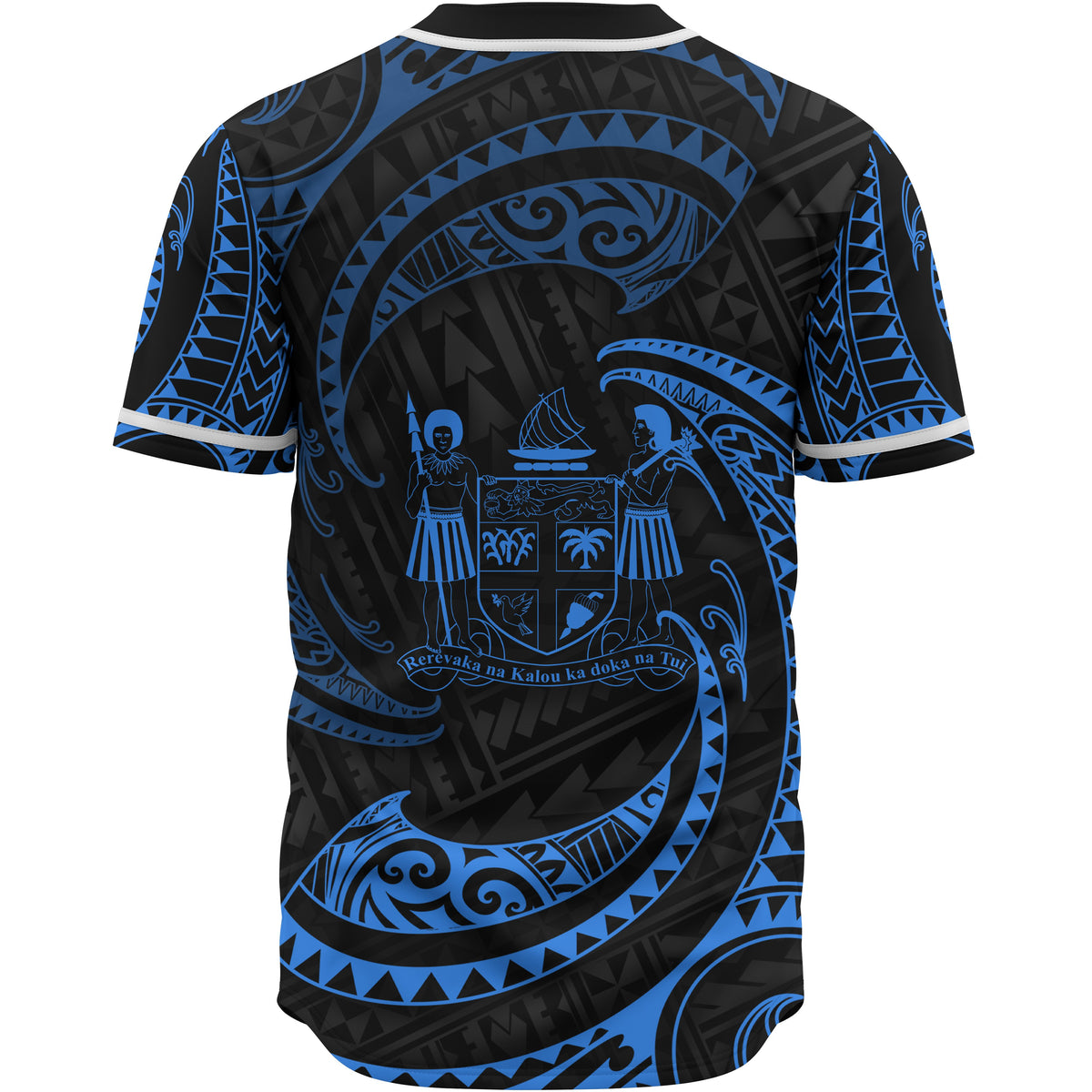 Fiji Polynesian Custom Personalised Baseball Shirt - Blue Tribal Wave - Polynesian Pride