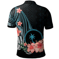 Chuuk Custom Polo Shirt Turquoise Polynesian Hibiscus Pattern Style - Polynesian Pride