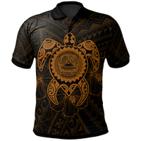 American Samoa Polynesian Polo Shirt Vintage Polynesian Turtle (Golden) Unisex Golden - Polynesian Pride