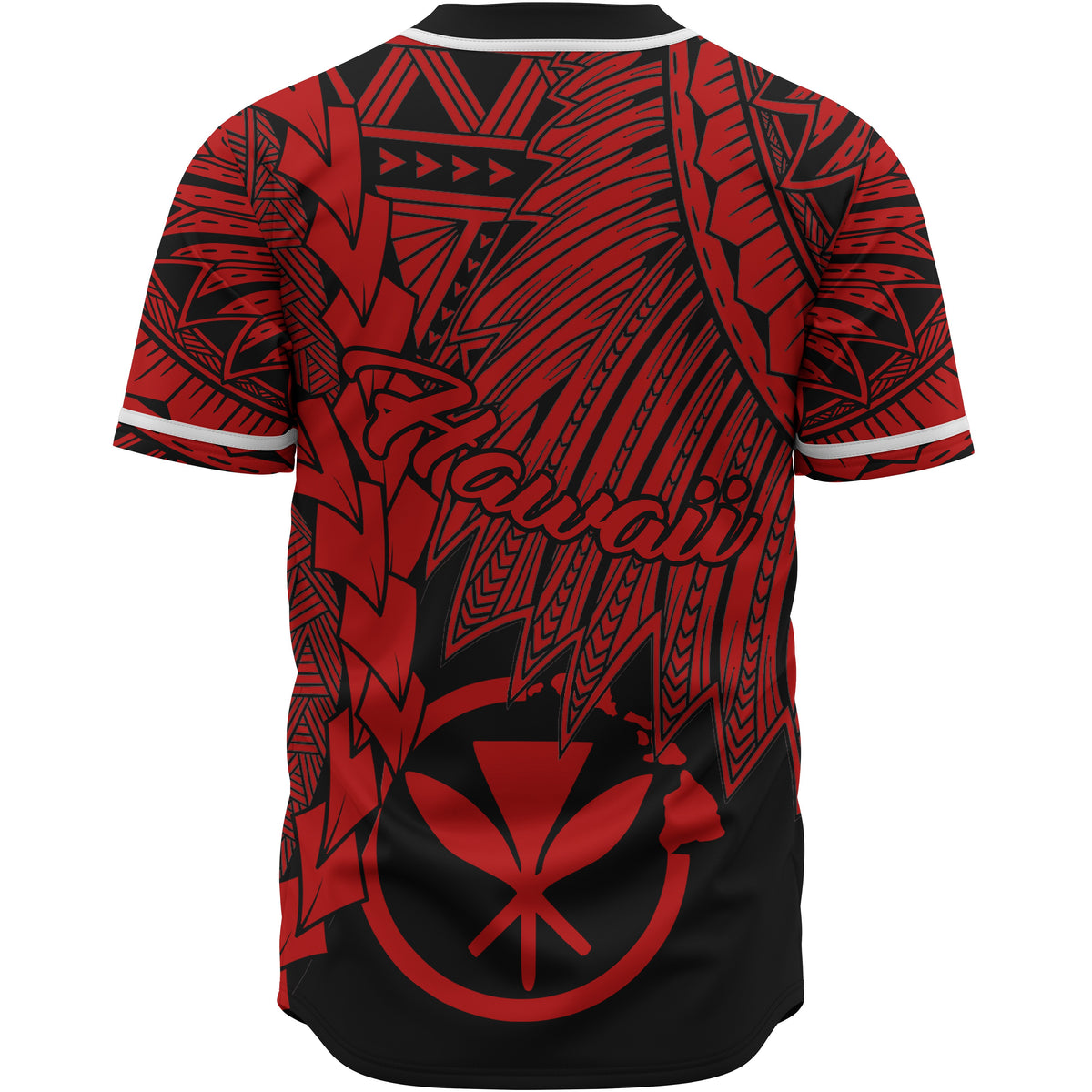 Hawaii Kanaka Maoli Polynesian Baseball Shirt - Tribal Wave Tattoo Red - Polynesian Pride