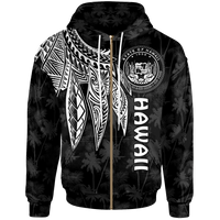 Polynesian Hawaii Zip up Hoodie Polynesian Wings (White) Unisex White - Polynesian Pride