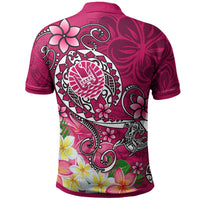 Tahiti Polo Shirt Turtle Plumeria (Pink) - Polynesian Pride