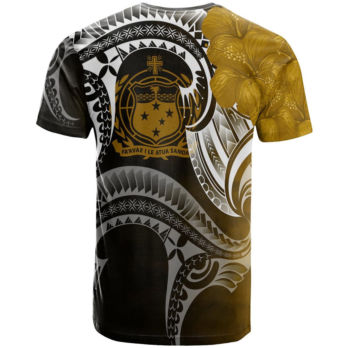 Samoa T Shirt Samoan Seal Wave Style (Gold) - Polynesian Pride