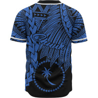 Chuuk Polynesian Custom Personalised Baseball Shirt - Tribal Wave Tattoo Blue - Polynesian Pride