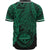 Federated States Of Micronesia Polynesian Custom Personalised Baseball Shirt - Tribal Wave Tattoo Green - Polynesian Pride