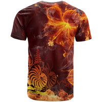 New Caledonia Polynesian Custom T Shirt Fire Hibiscus - Polynesian Pride