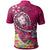 Fiji Custom Polo Shirt Turtle Plumeria (Pink) - Polynesian Pride