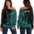 (Custom Personalised) Hawaii Polynesian Off Shoulder Sweater Ukulele Turquoise LT13 Turquoise - Polynesian Pride