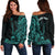 (Custom Personalised) Hawaii Polynesian Off Shoulder Sweater Ukulele Turquoise LT13 Turquoise - Polynesian Pride