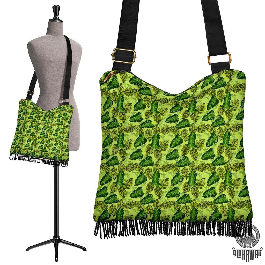Hawaii Tropical Green Crossbody Boho Handbag Crossbody Boho Handbag One Size Green - Polynesian Pride