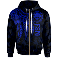 Federated States of Micronesia Zip up Hoodie Polynesian Wings (Blue) Unisex Blue - Polynesian Pride