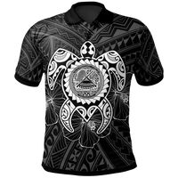 American Samoa Polynesian Polo Shirt Vintage Polynesian Turtle (White) Unisex White - Polynesian Pride