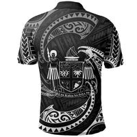 Fiji Polynesian Polo Shirt White Tribal Wave - Polynesian Pride