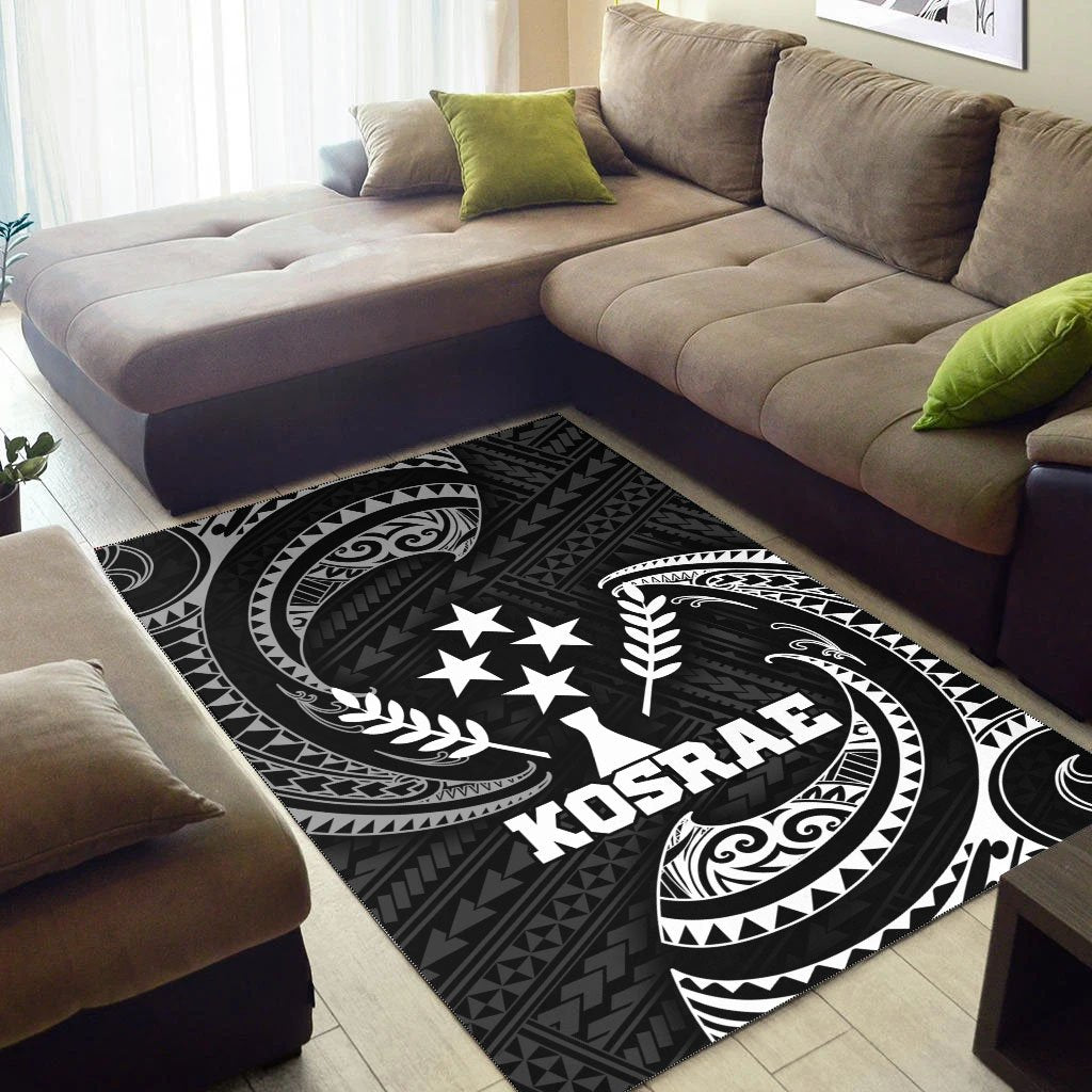 Kosrae Micronesia Area Rug - White Tribal Wave - Polynesian Pride