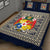 (Custom Personalised) Tonga Pattern Quilt Bed Set Coat of Arms - Navy and Beige LT4 - Polynesian Pride