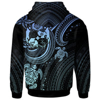 Tonga Custom Zip up Hoodie Blue Turtle - Polynesian Pride