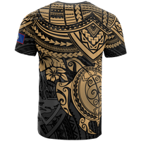 Guam T Shirt Guam Flag Polynesian Golden Turtle Hibiscus - Polynesian Pride
