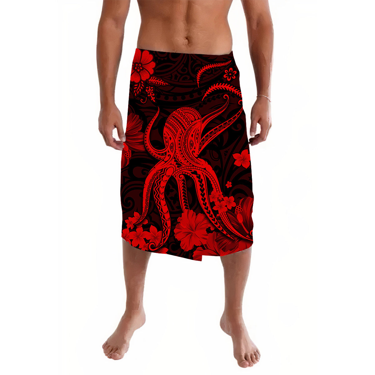 Hawaii Lavalava Polynesian Red Octopus LT13 Red - Polynesian Pride