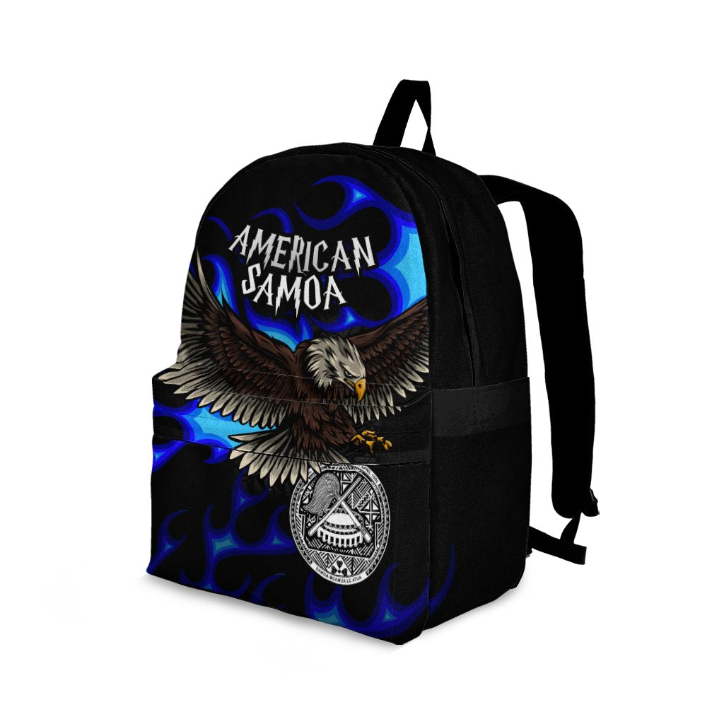 American Samoa Polynesian Backpack - Eagle With Flame Blue - Polynesian Pride