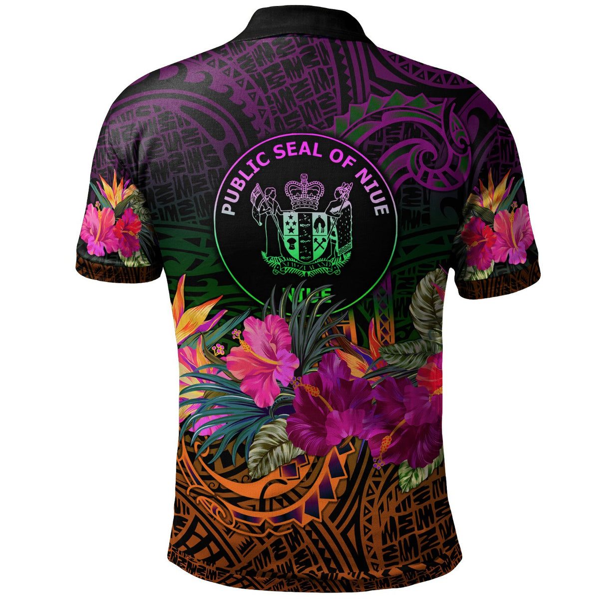 Niue Polynesian Custom Polo Summer Hibiscus - Polynesian Pride