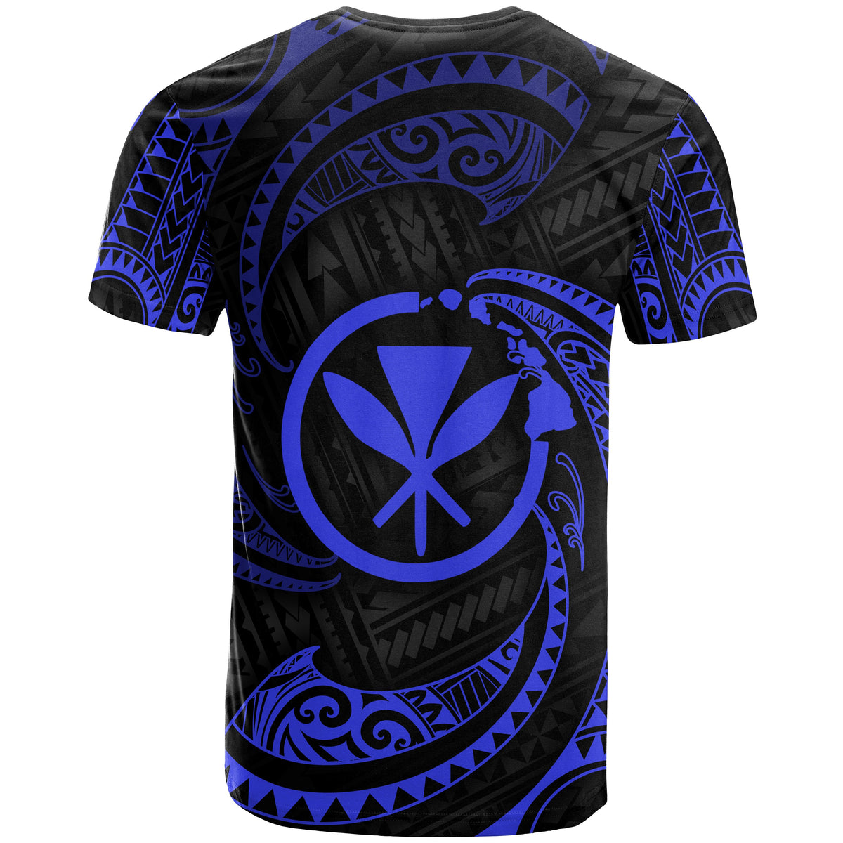 Polynesian Hawaii Custom T Shirt Blue Tribal Wave - Polynesian Pride