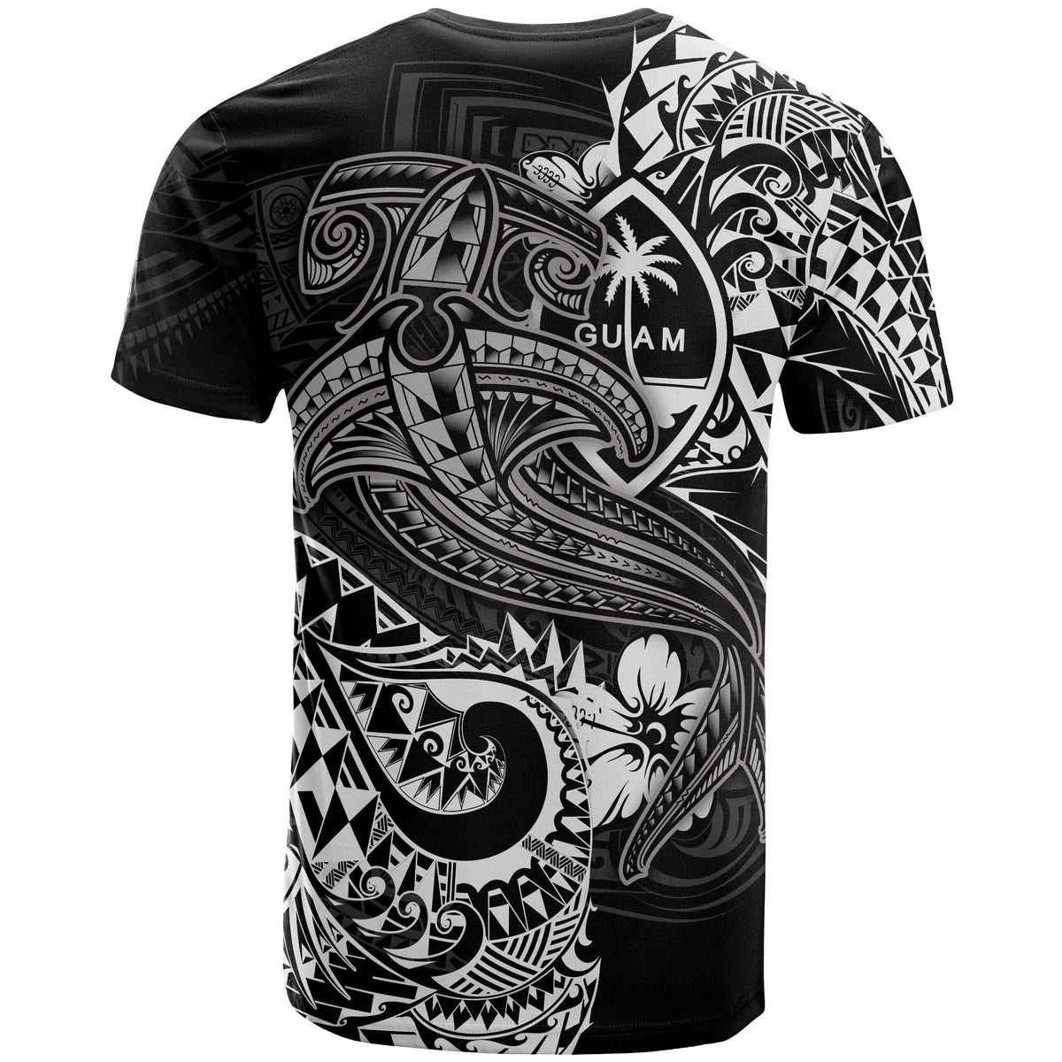 Guam Polynesian T Shirt White Shark Polynesian Tattoo - Polynesian Pride