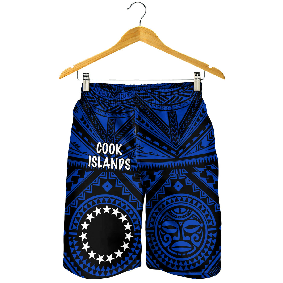 Cook Island Men's Short - Seal With Polynesian Tattoo Style ( Blue) - Polynesian Pride