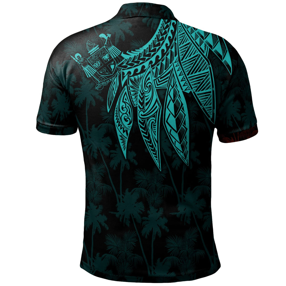 Fiji Custom Polo Polynesian Wings (Turquoise) - Polynesian Pride