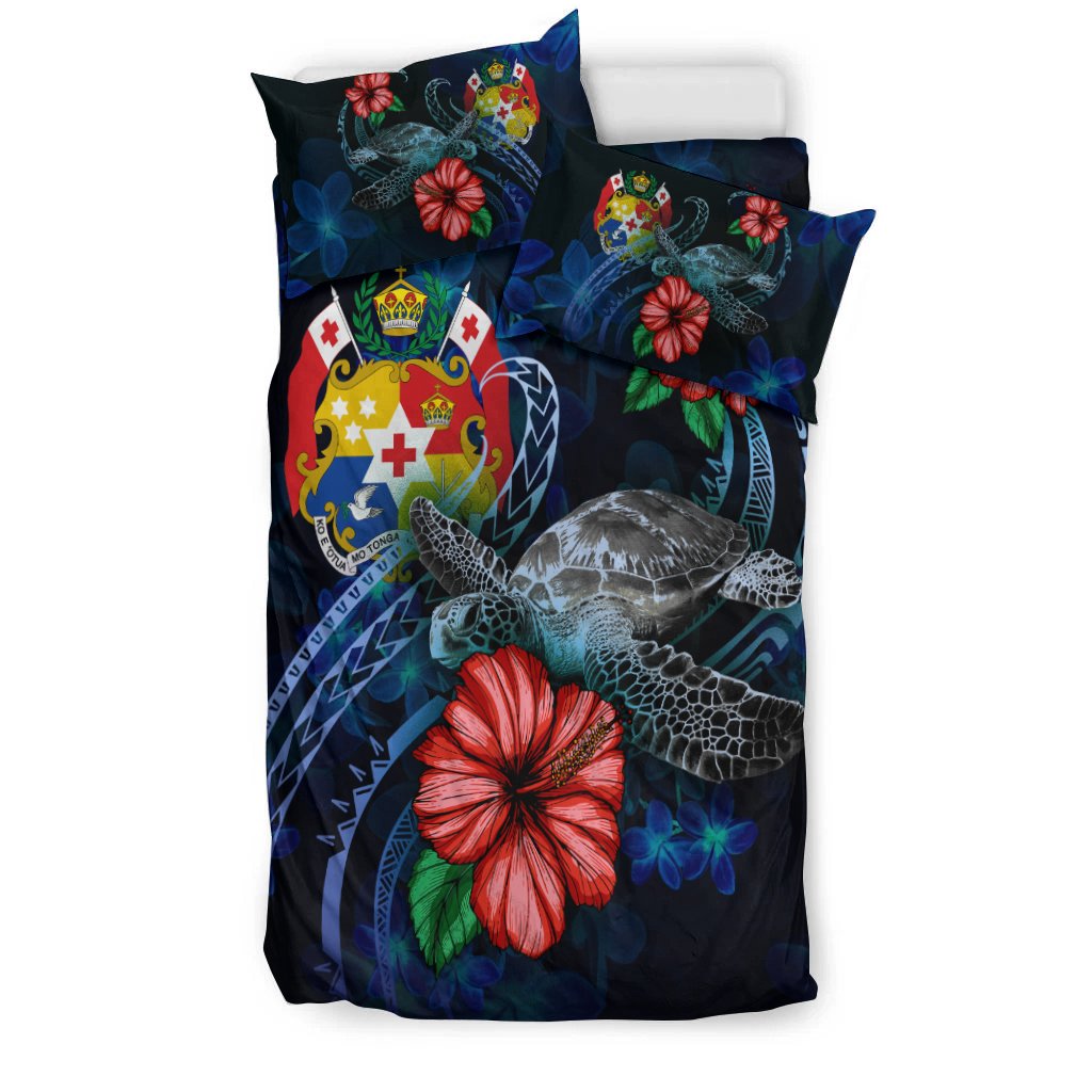 Tonga Polynesian Bedding Set - Blue Turtle Hibiscus - Polynesian Pride