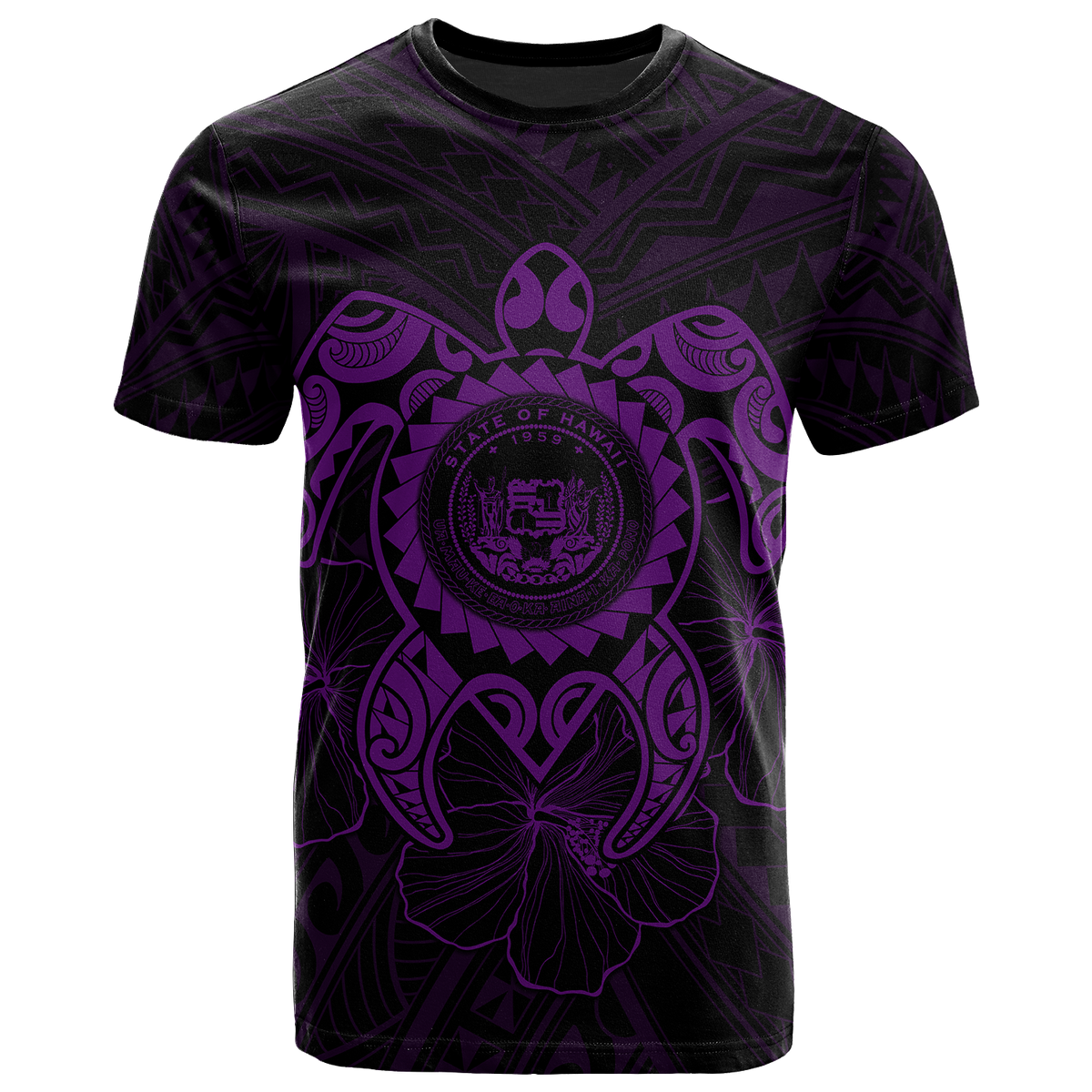 Hawaii Polynesian T Shirt Vintage Polynesian Turtle (Purple) Unisex Purple - Polynesian Pride